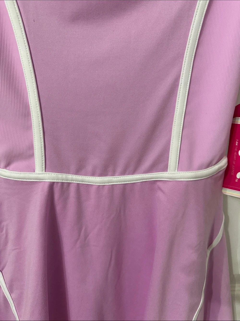 Justice Lavender Girls Athletic Cap Sleeves Dress with White Piping